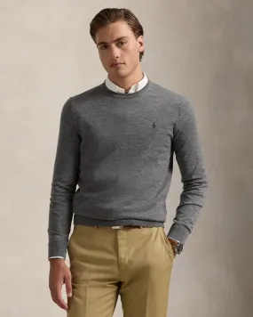 Ralph Lauren Slim Fit Washable Wool Crewneck Jumper | Grey