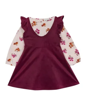 Rare Editions Baby Girls Top and Corduroy Jumper, 2 Piece Set - Wine