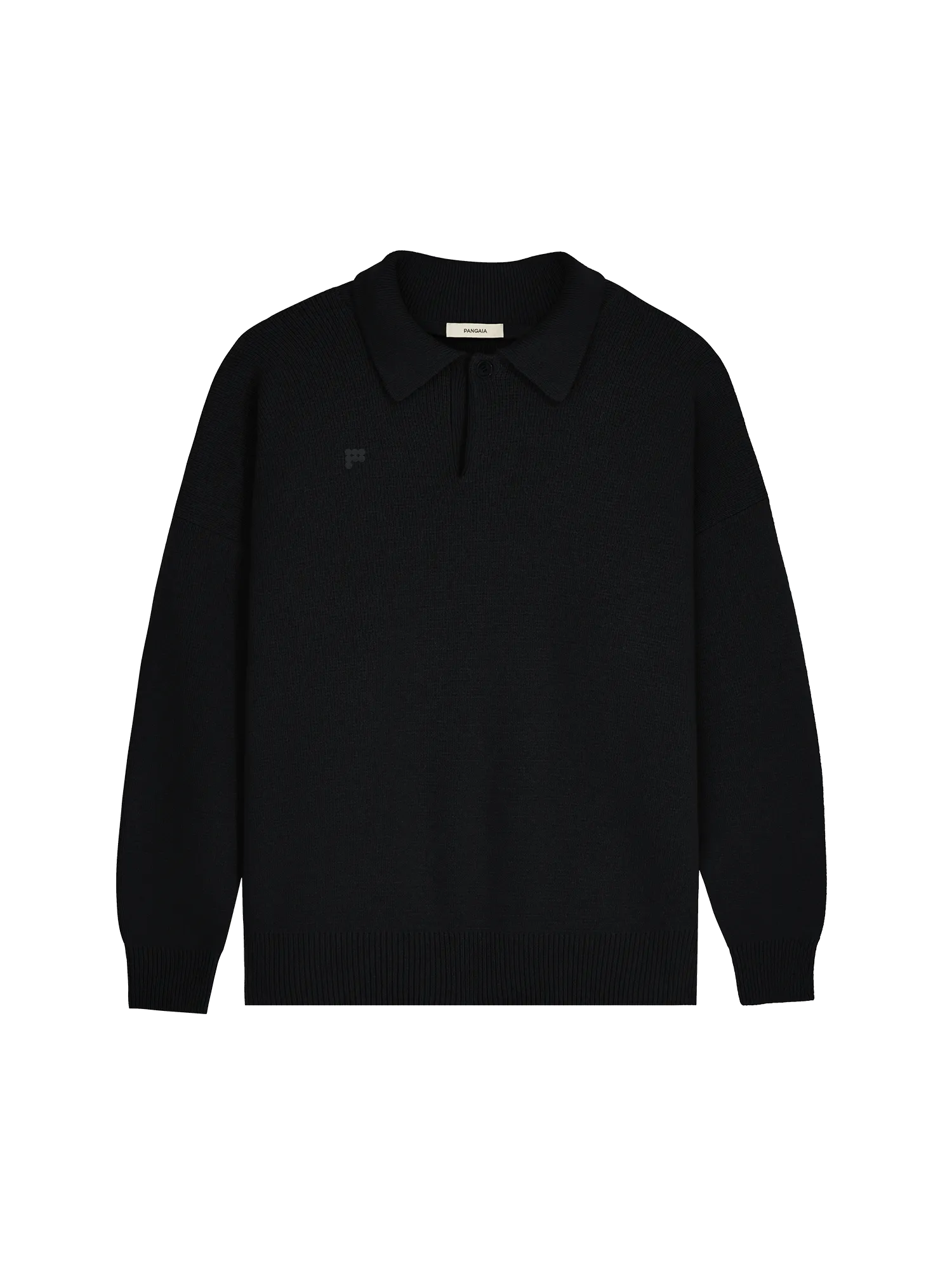 Recycled Cashmere Polo Sweater—black