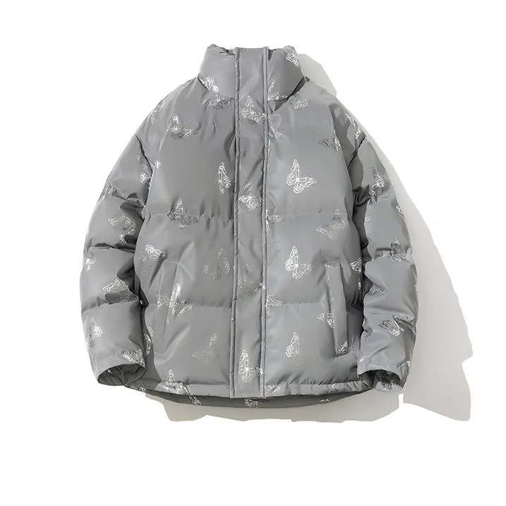 Reflective Holographic Butterfly Pattern Loose Jacket