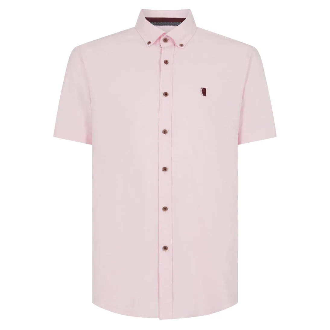 Remus Uomo Tapered Fit Oxford Cotton Short Sleeve Shirt 13600 Pink