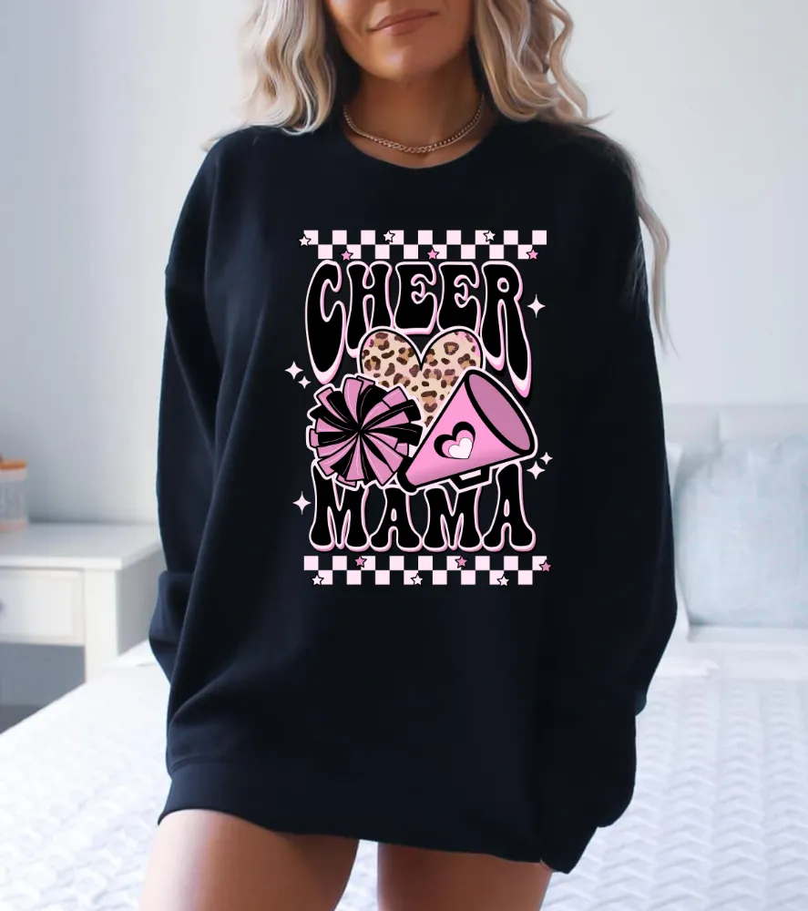 Retro Pink Cheer Mom Crewneck Sweatshirt