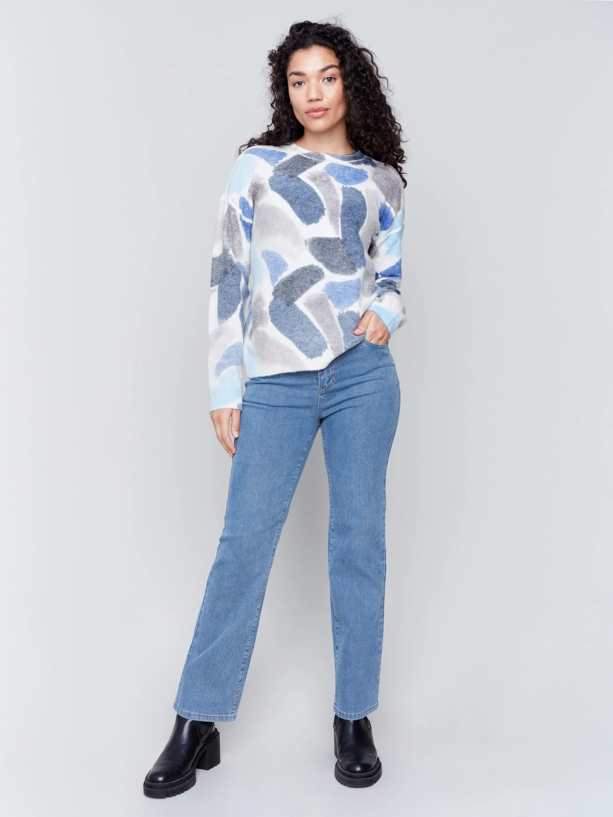 Reversible Printed Sweater - Sapphire