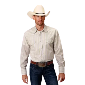 Roper Men's Western Stripe White Shirt