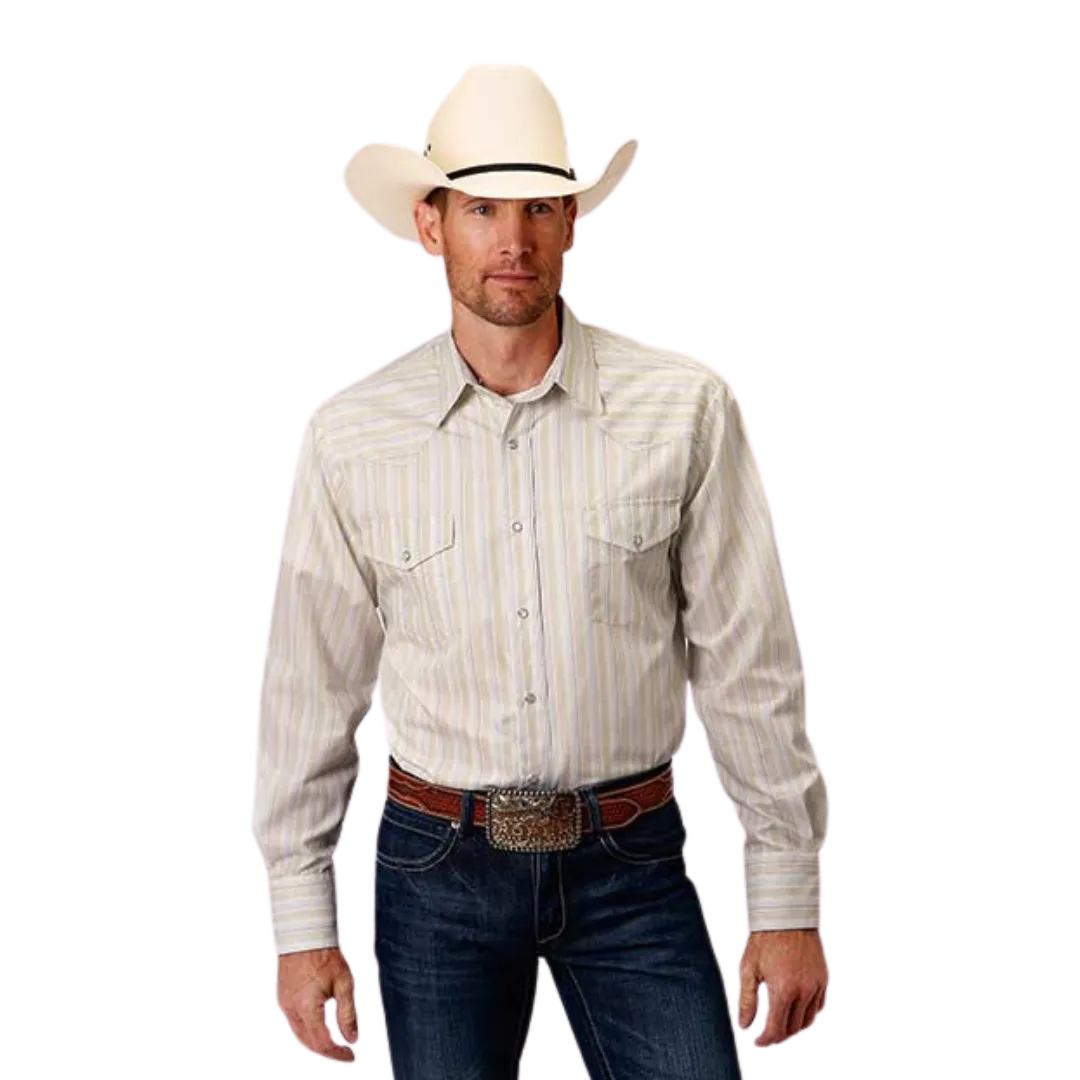 Roper Men's Western Stripe White Shirt