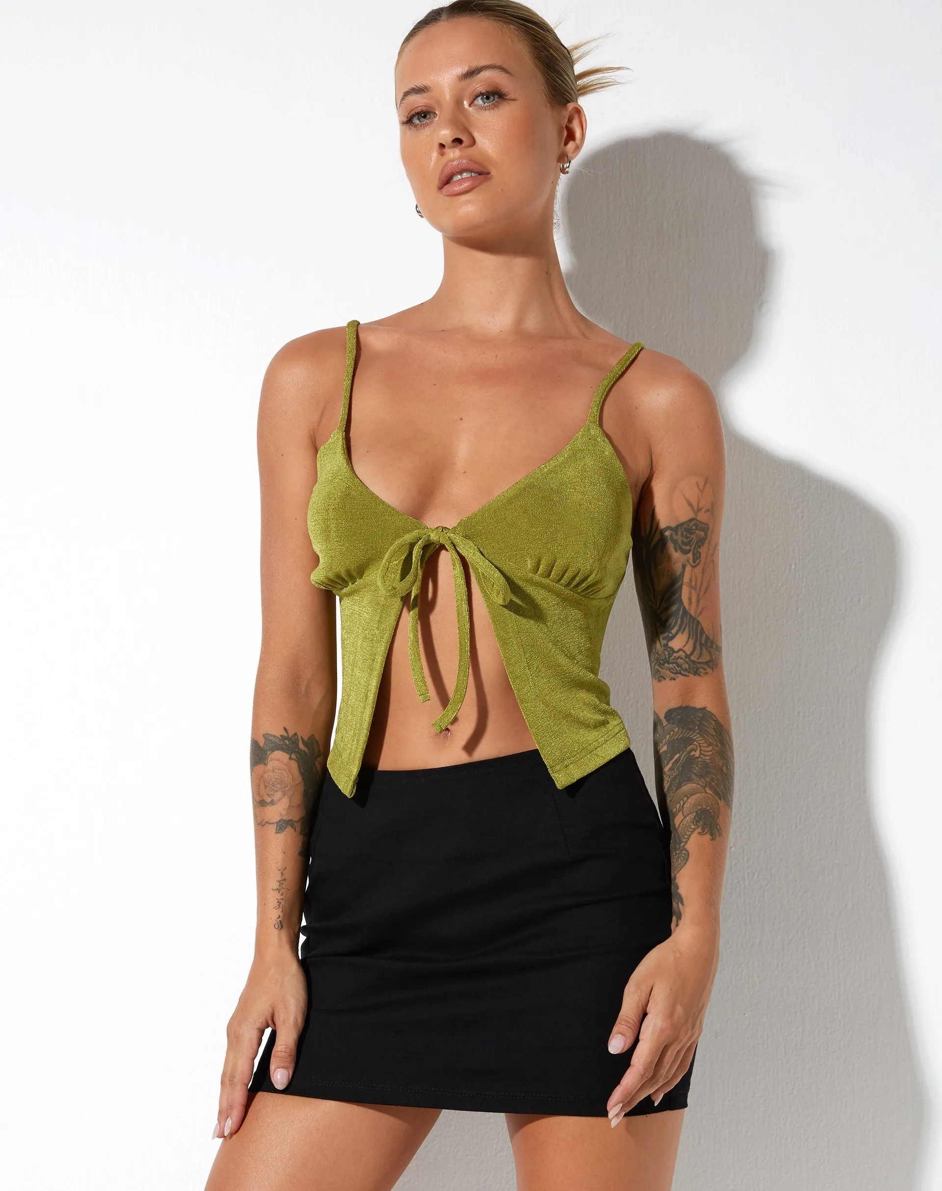 Rumak Top in Crepe Lime