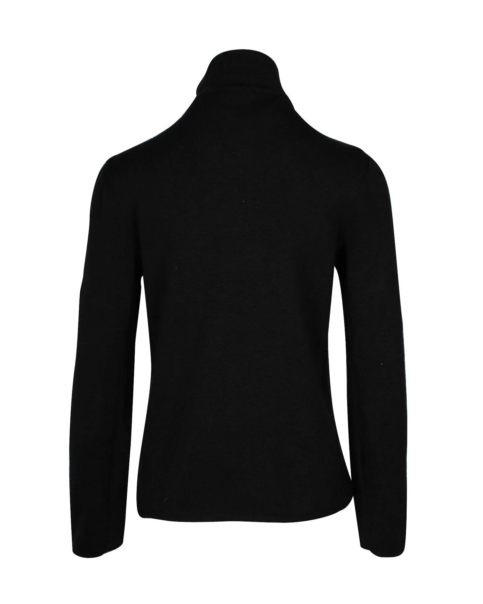 'S Max Mara Zipped Mock Neck Sweater in Black Lana Vergine