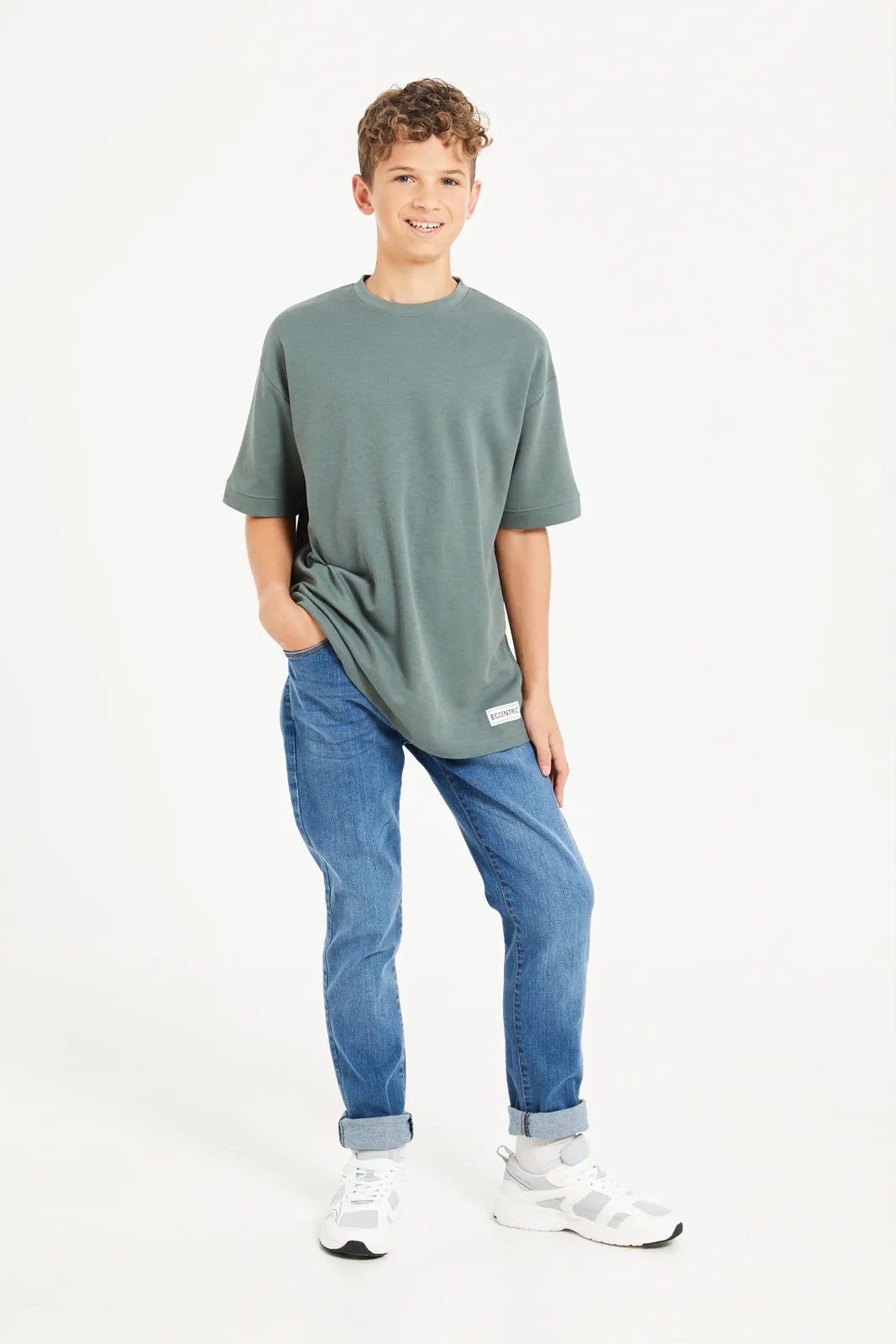 Senior Boys Green Oversize T-Shirt