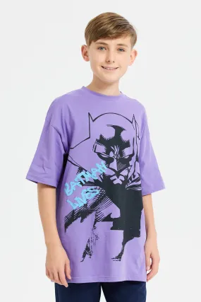 Senior Boys Lilac Batman Print T-Shirt