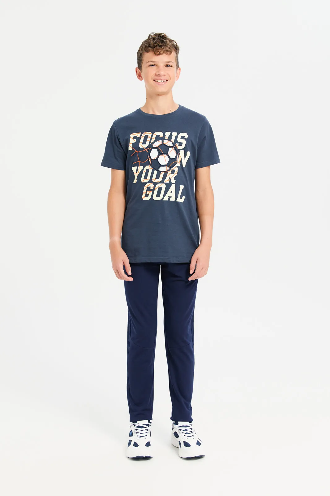 Senior Boys Navy Printed T-Shirt