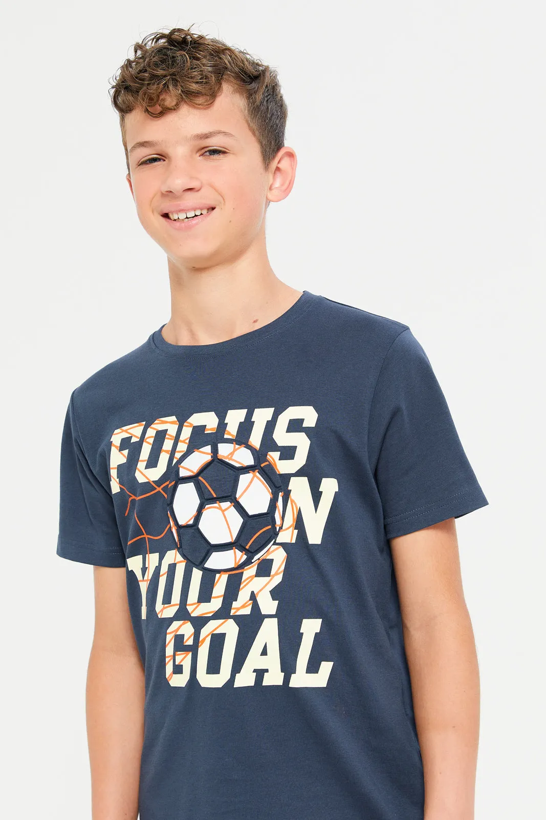 Senior Boys Navy Printed T-Shirt