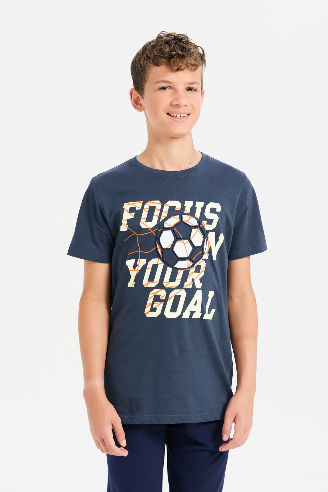 Senior Boys Navy Printed T-Shirt