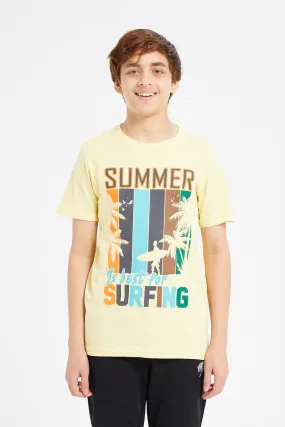 Senior Boys Yellow Summer Print T-Shirt