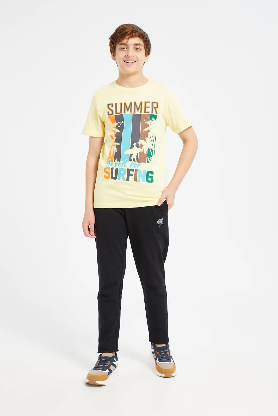 Senior Boys Yellow Summer Print T-Shirt