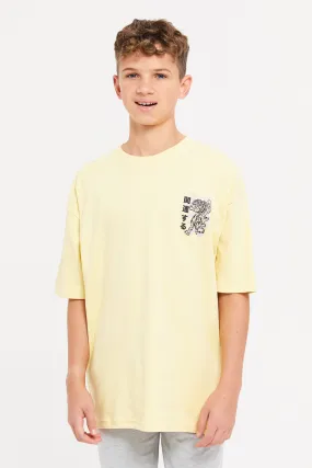 Senior Boys Yellow Tiger Roaring Oversize T-Shirt