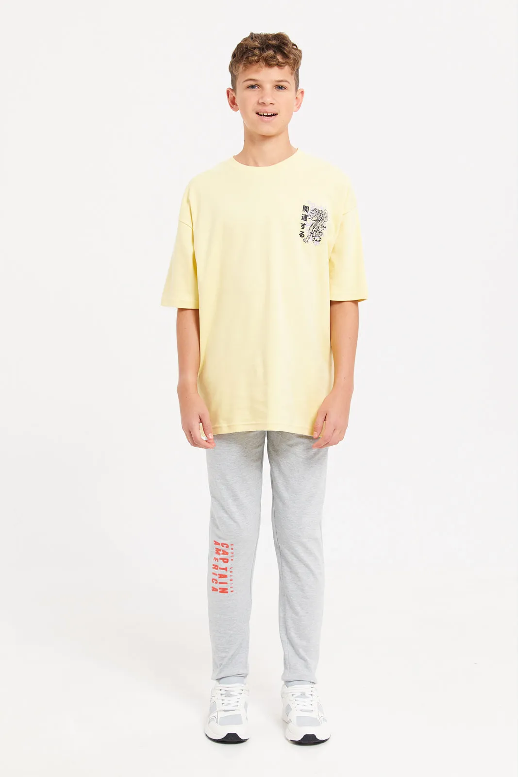 Senior Boys Yellow Tiger Roaring Oversize T-Shirt