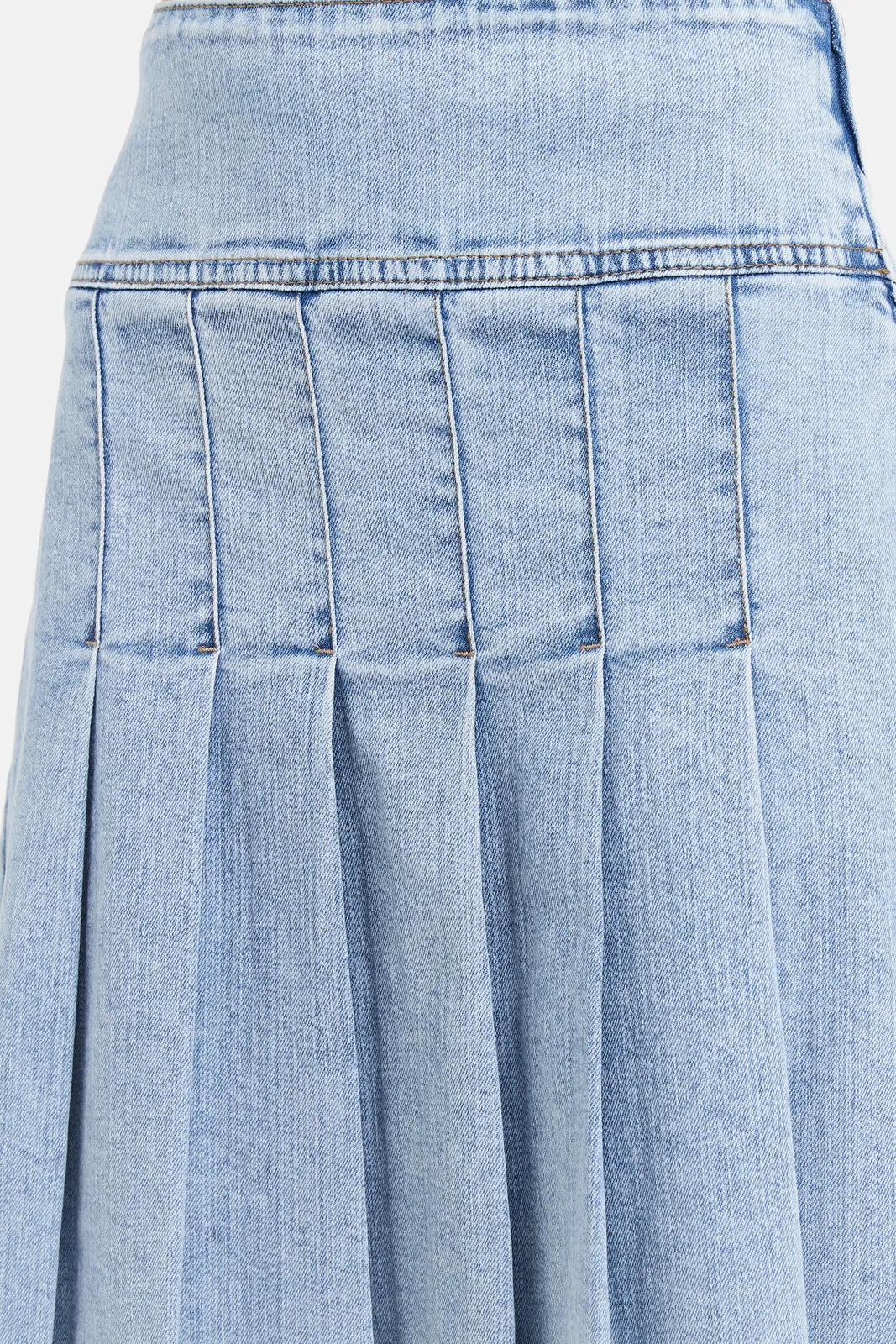 Senior Girls Blue Denim Pleated Skirt