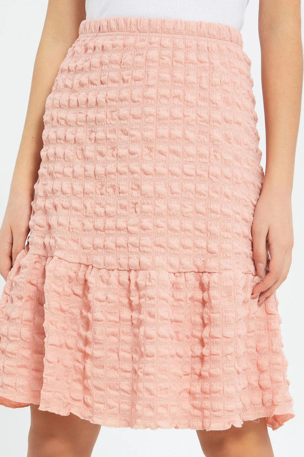 Senior Girls Pink Crinkle Skirt