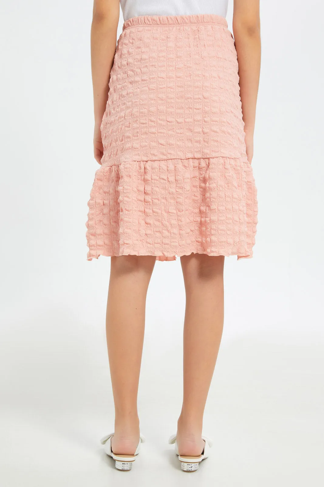 Senior Girls Pink Crinkle Skirt