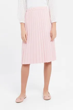 Senior Girls Pink Pleated Skirt