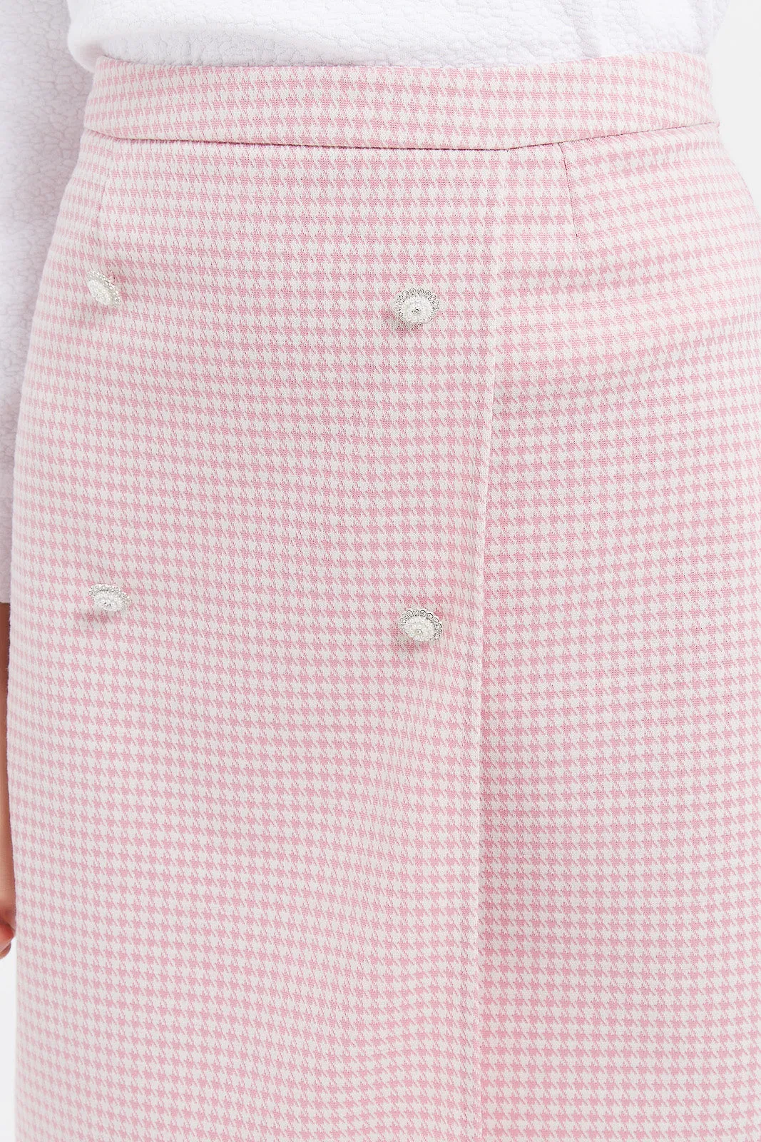 Senior Girls Pink Tweeds With Pearls Skirt