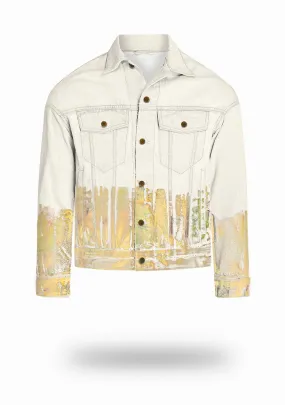 Shorter Off-White Denim Jacket with Gold Holographic Foil