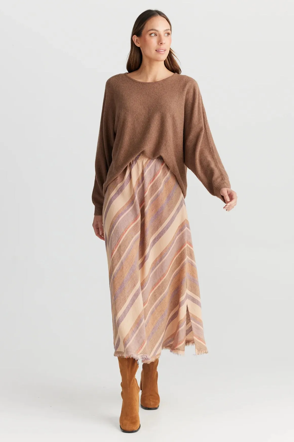 Sicily Skirt in Santal Stripe