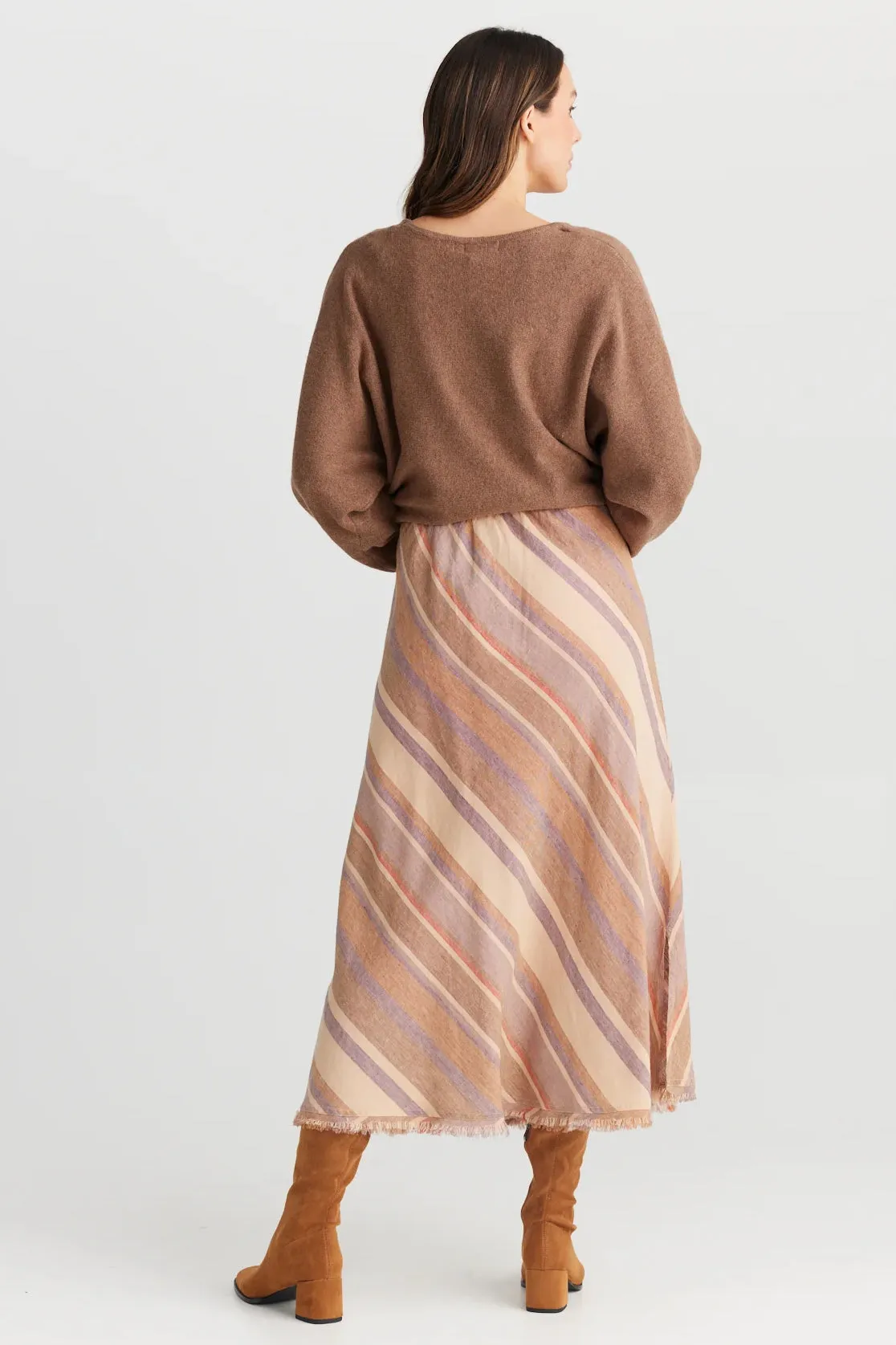 Sicily Skirt in Santal Stripe