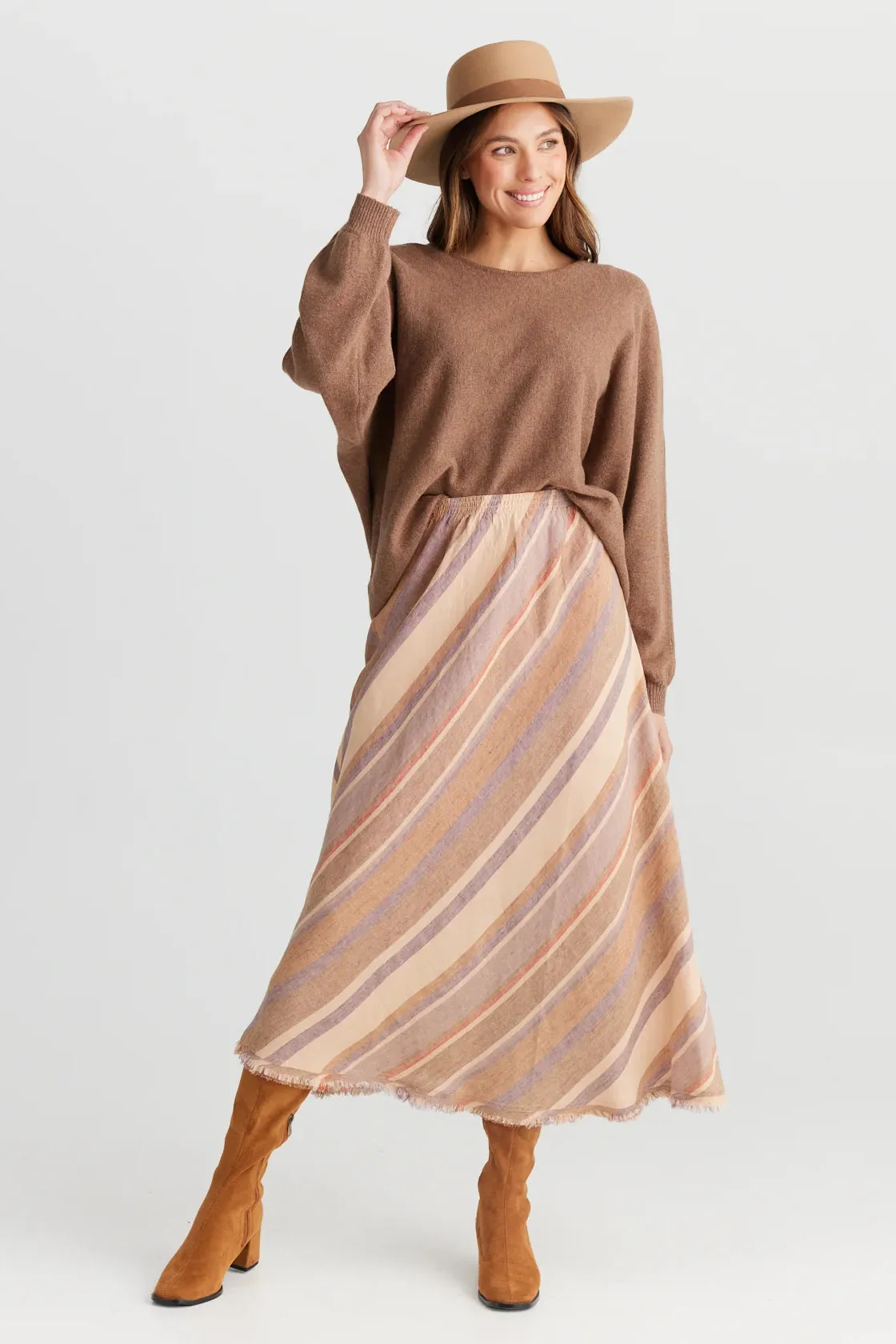 Sicily Skirt in Santal Stripe