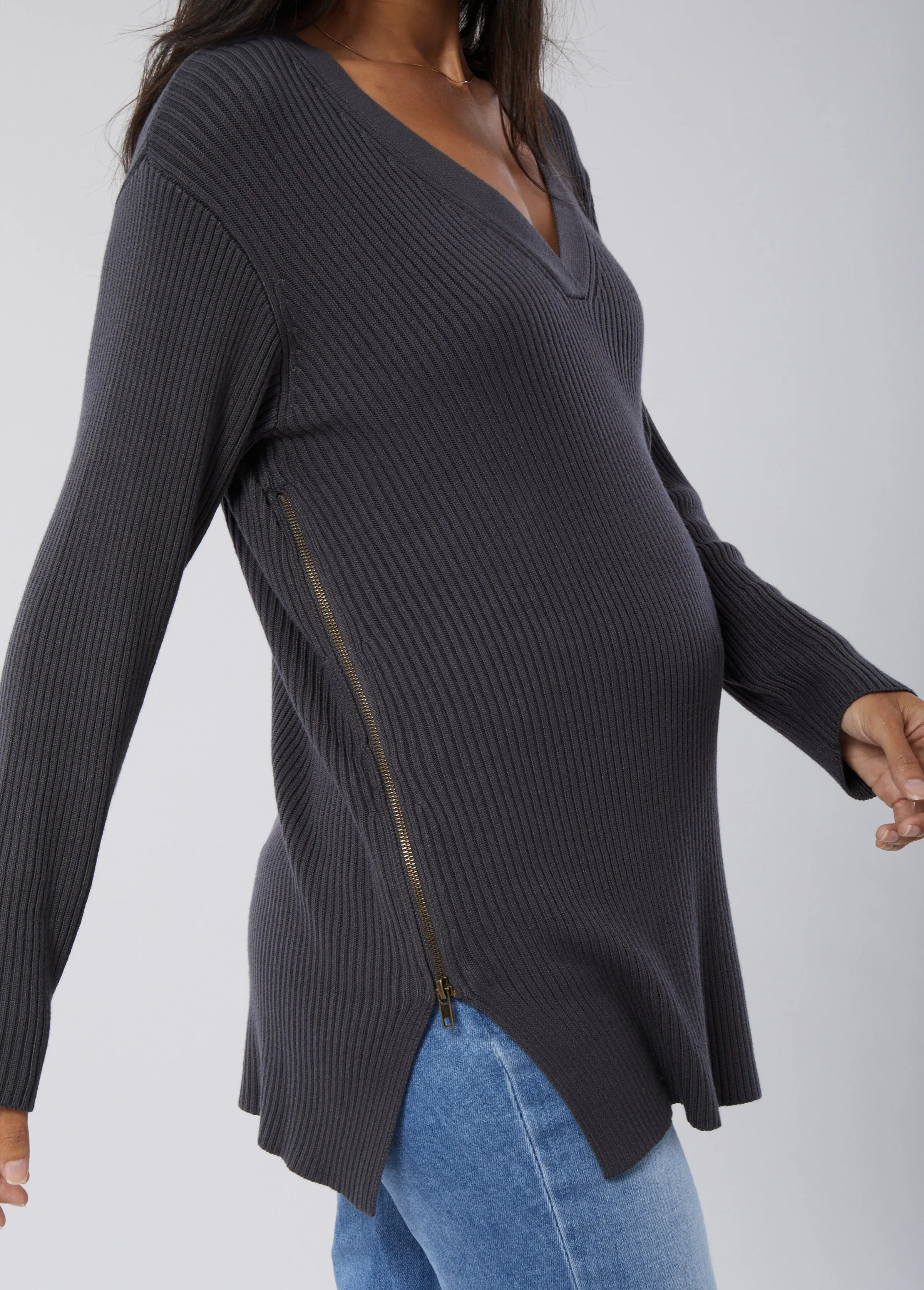 Side Zip Nursing Sweater