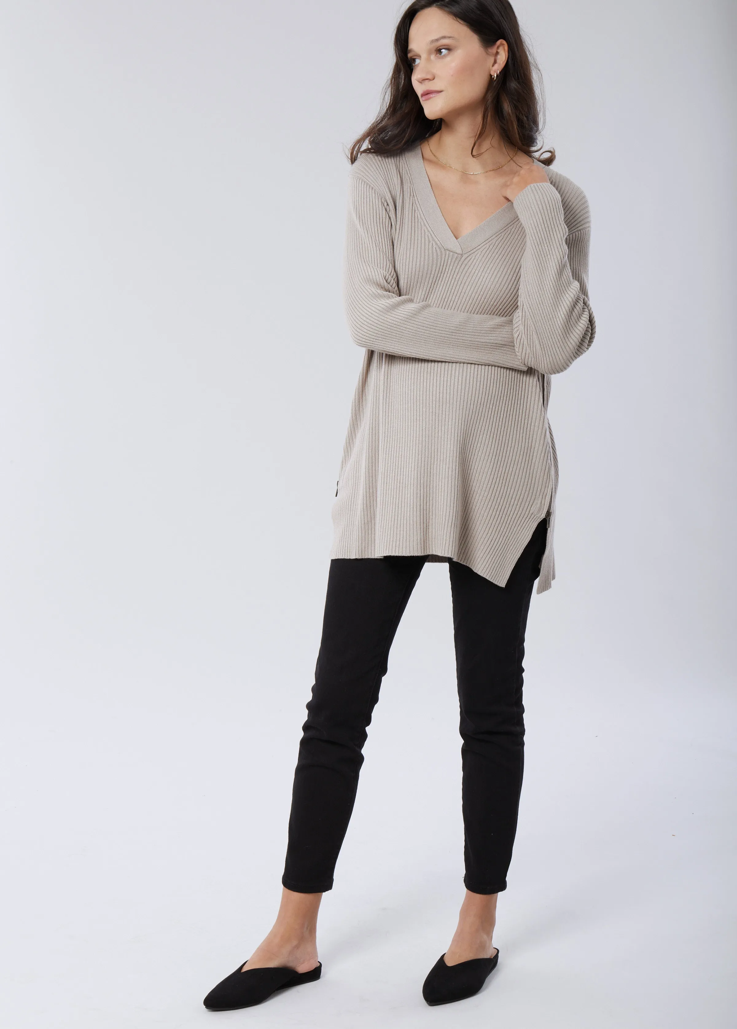 Side Zip Nursing Sweater