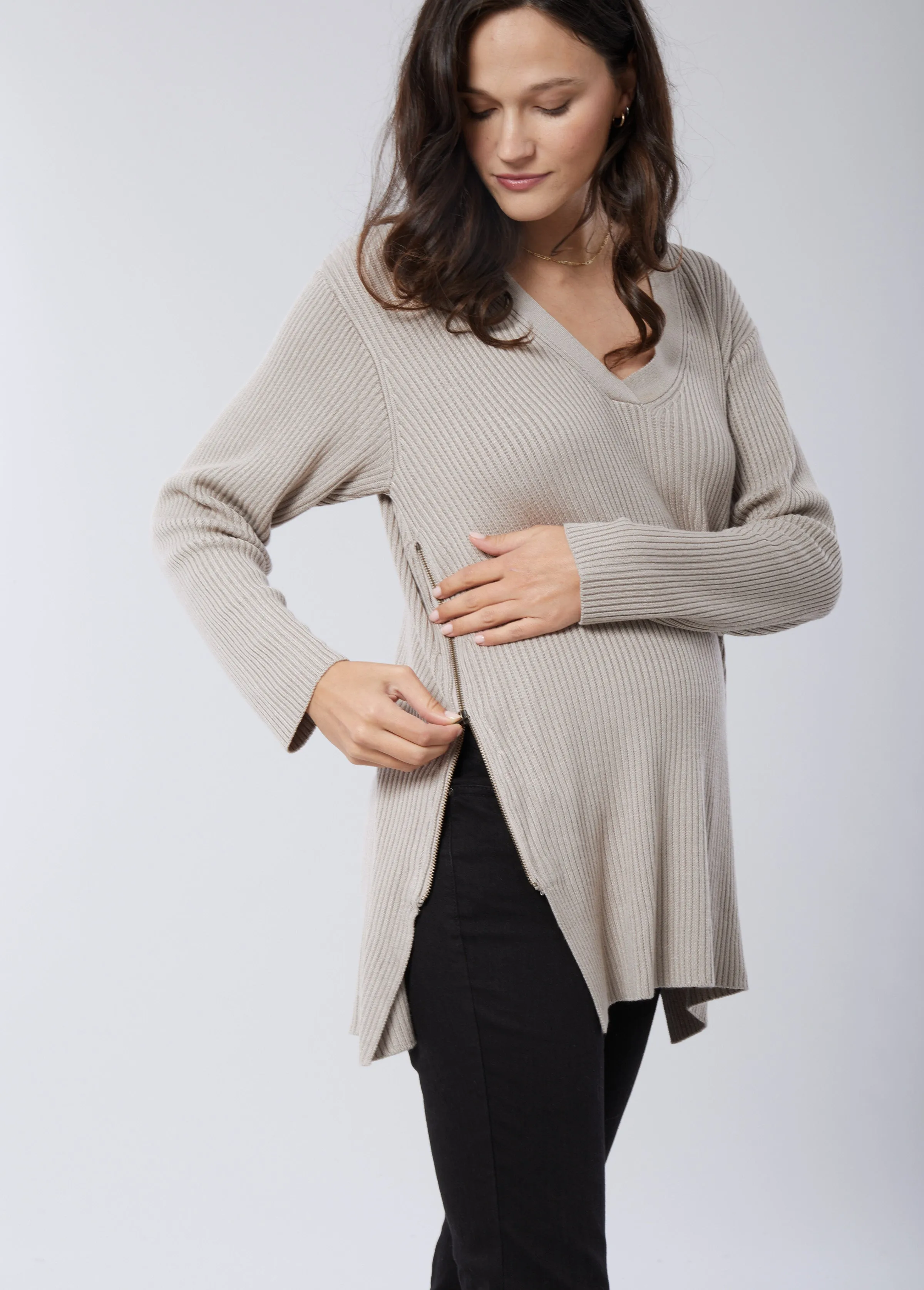 Side Zip Nursing Sweater