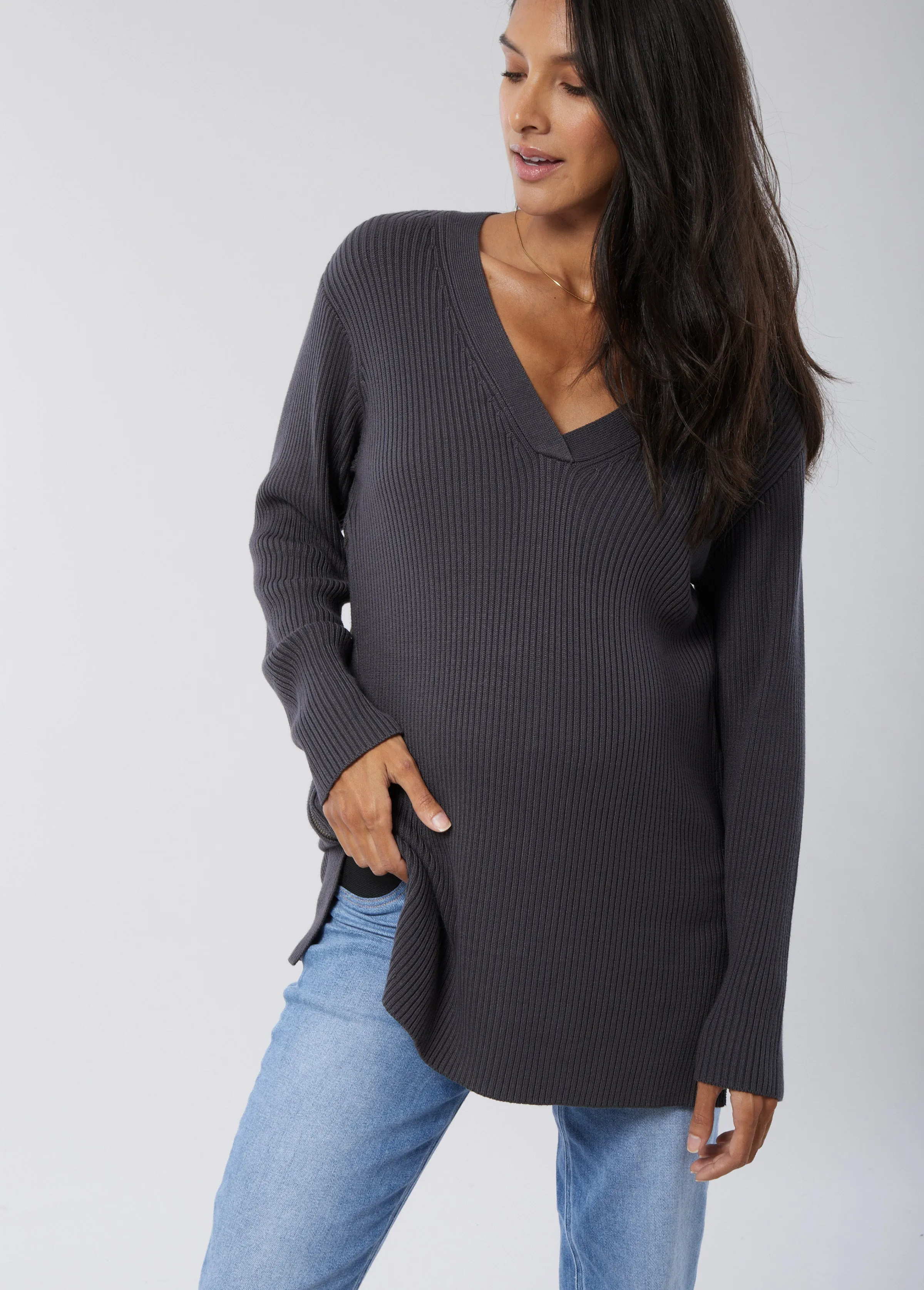 Side Zip Nursing Sweater