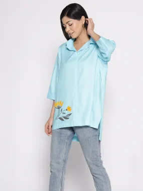 Skyblue Rayon ShirtTop - Sardunyevi