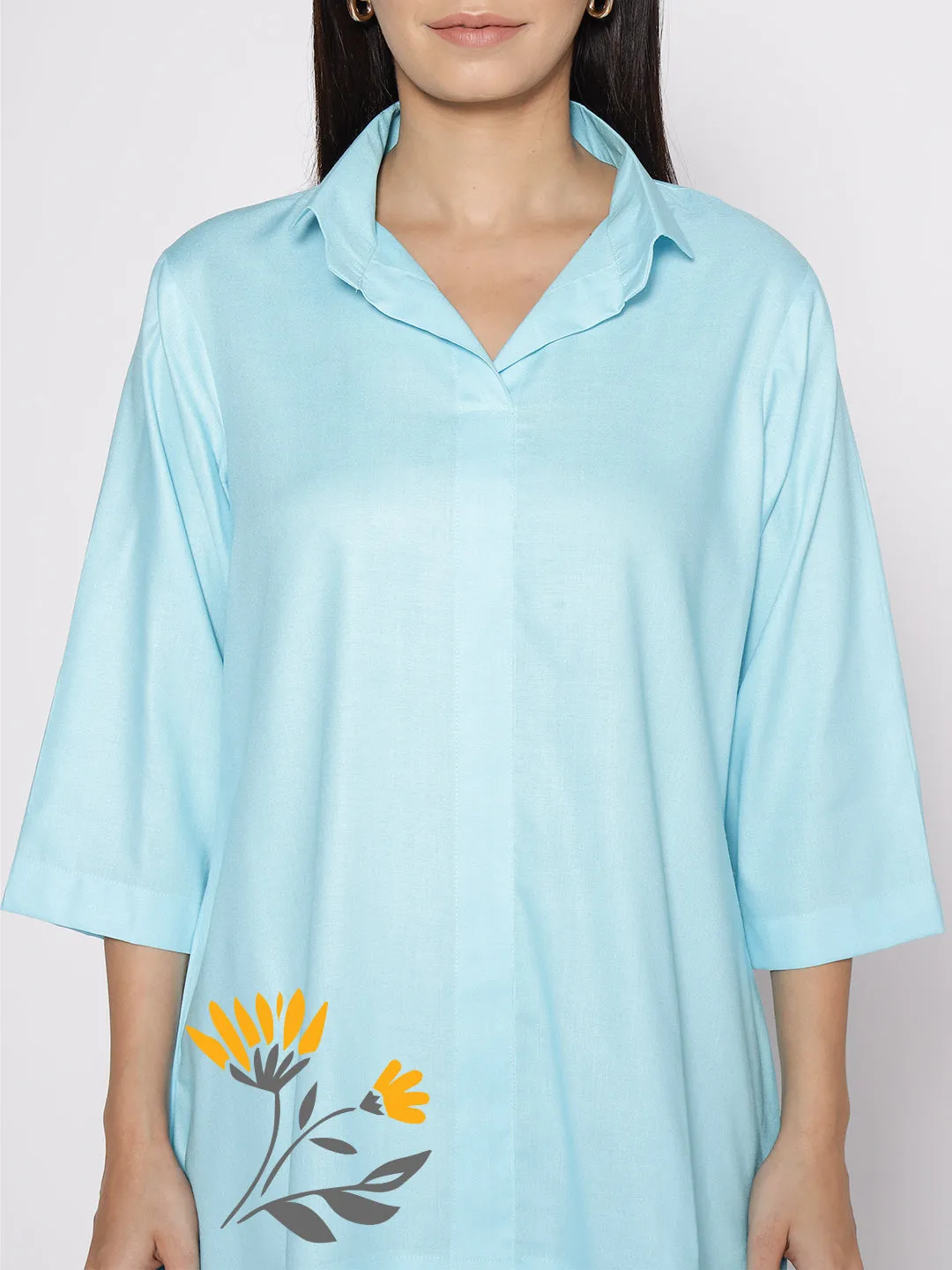 Skyblue Rayon ShirtTop - Sardunyevi