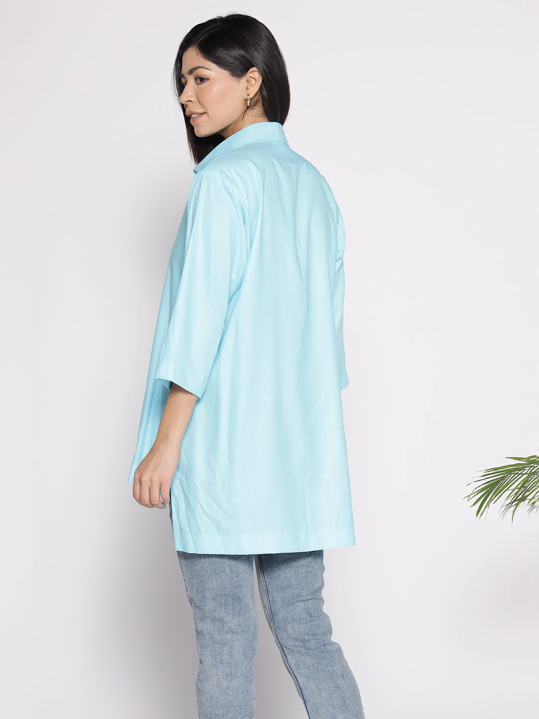 Skyblue Rayon ShirtTop - Sardunyevi