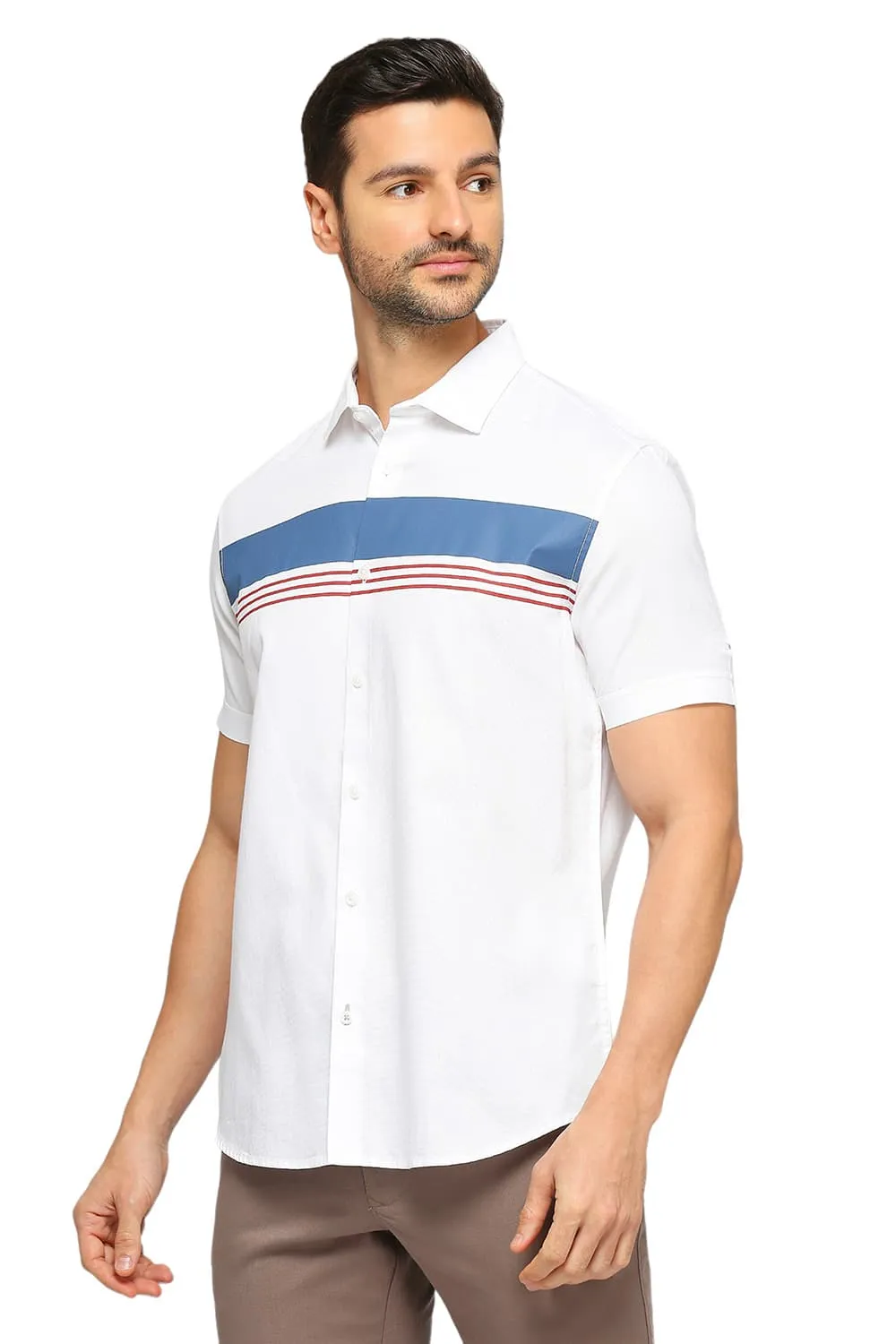 Slim Fit Cotton Dobby Stripe Shirt