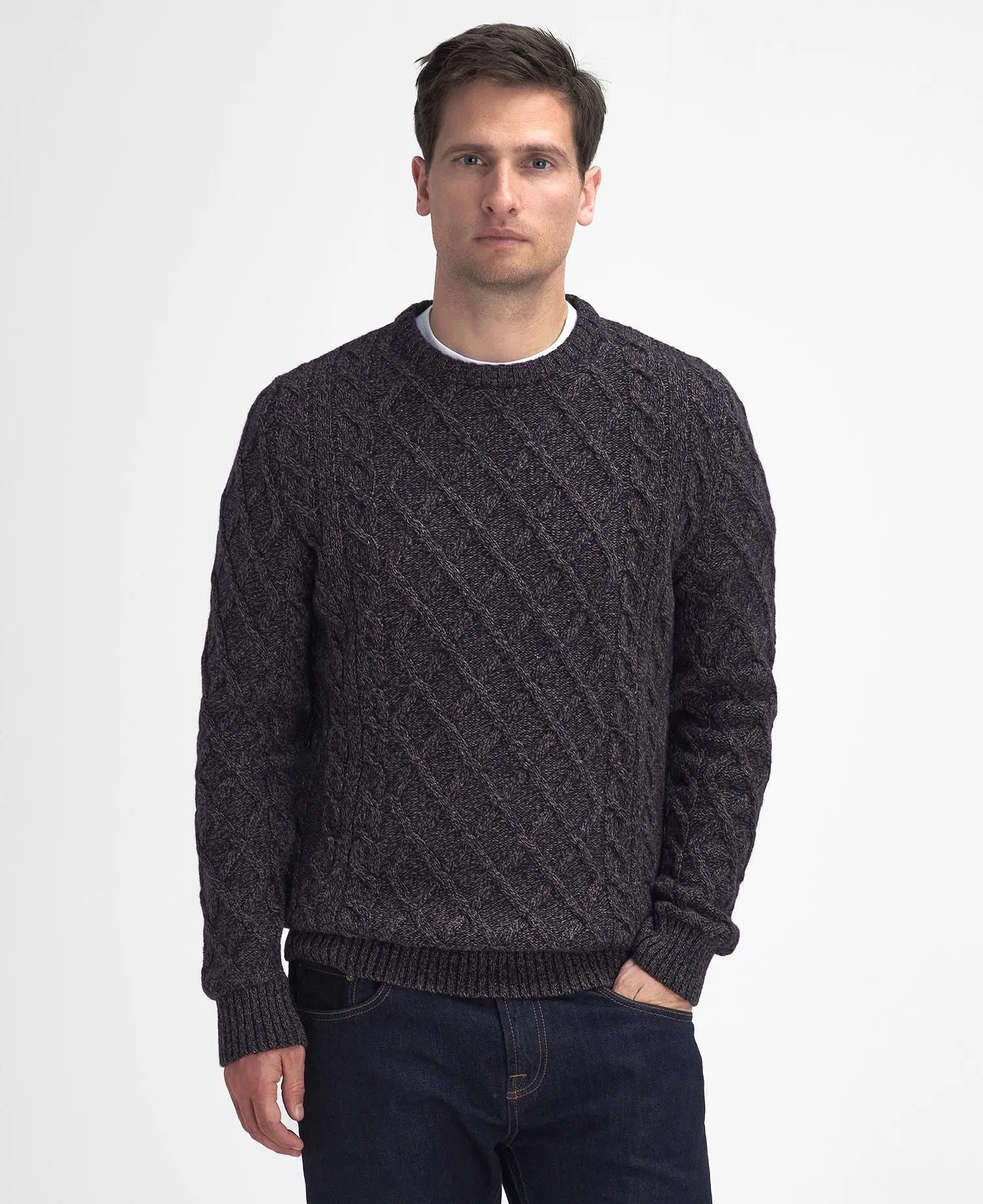 Stowford Cable Crew Neck Sweater - Navy Mix