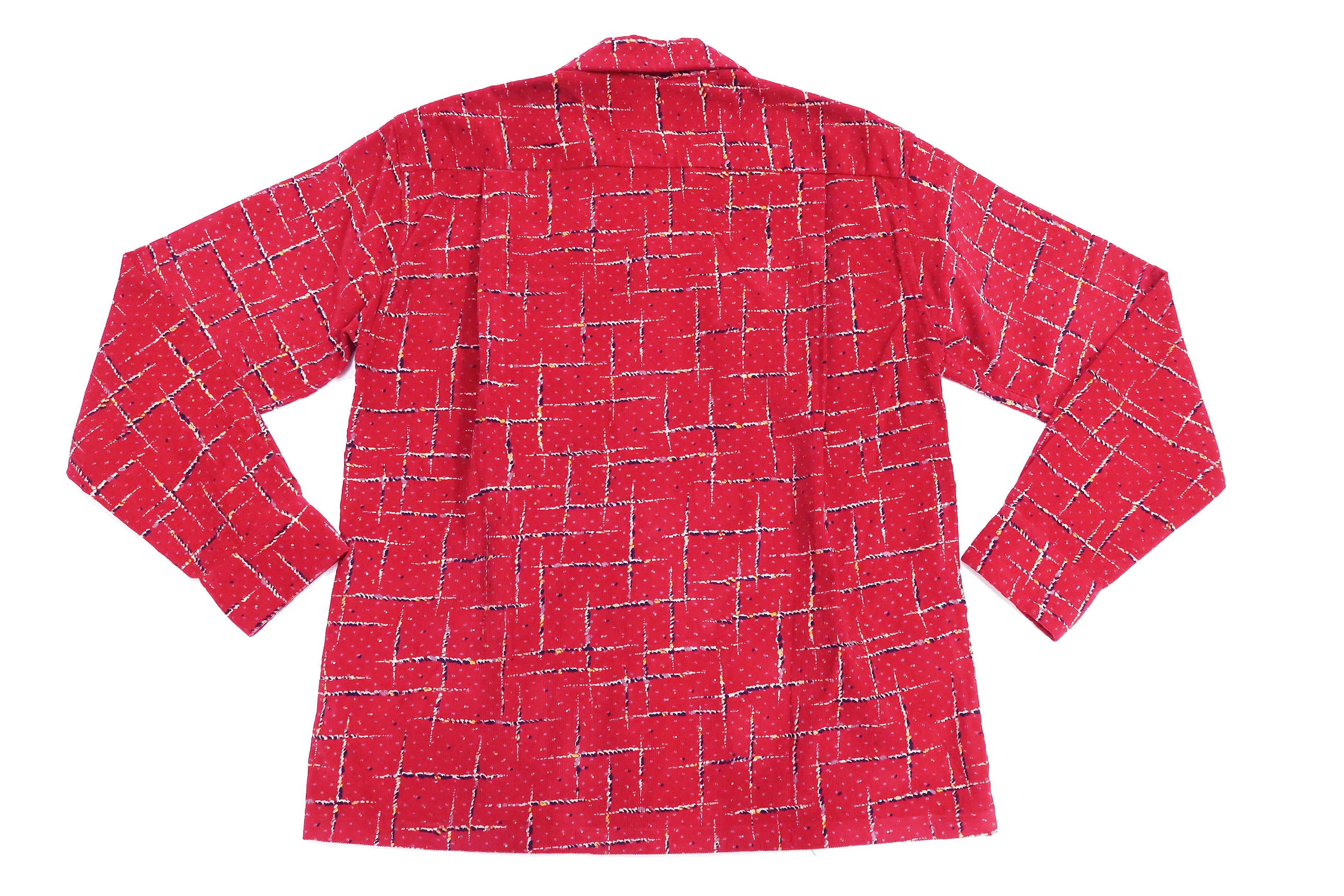 Style Eyes Corduroy Sport Shirt Men's 1950s Style Long Sleeve Button Up Shirt Cross Hatch Pattern SE28972 165 Red