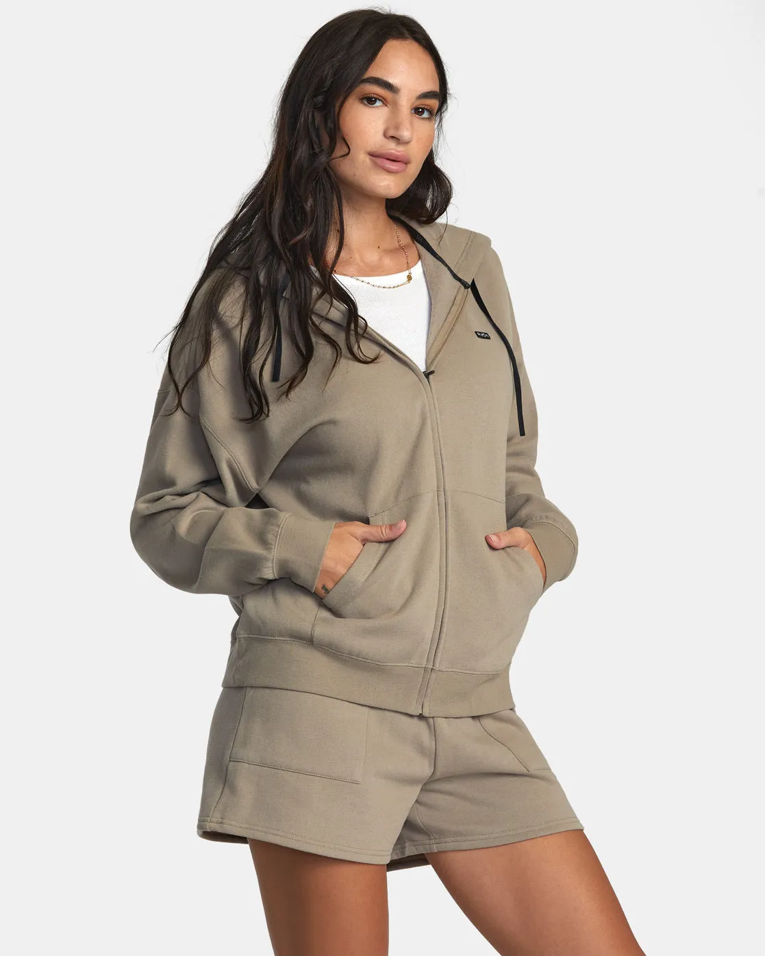 Sunday Hooded Base Layer Top - Dark Khaki