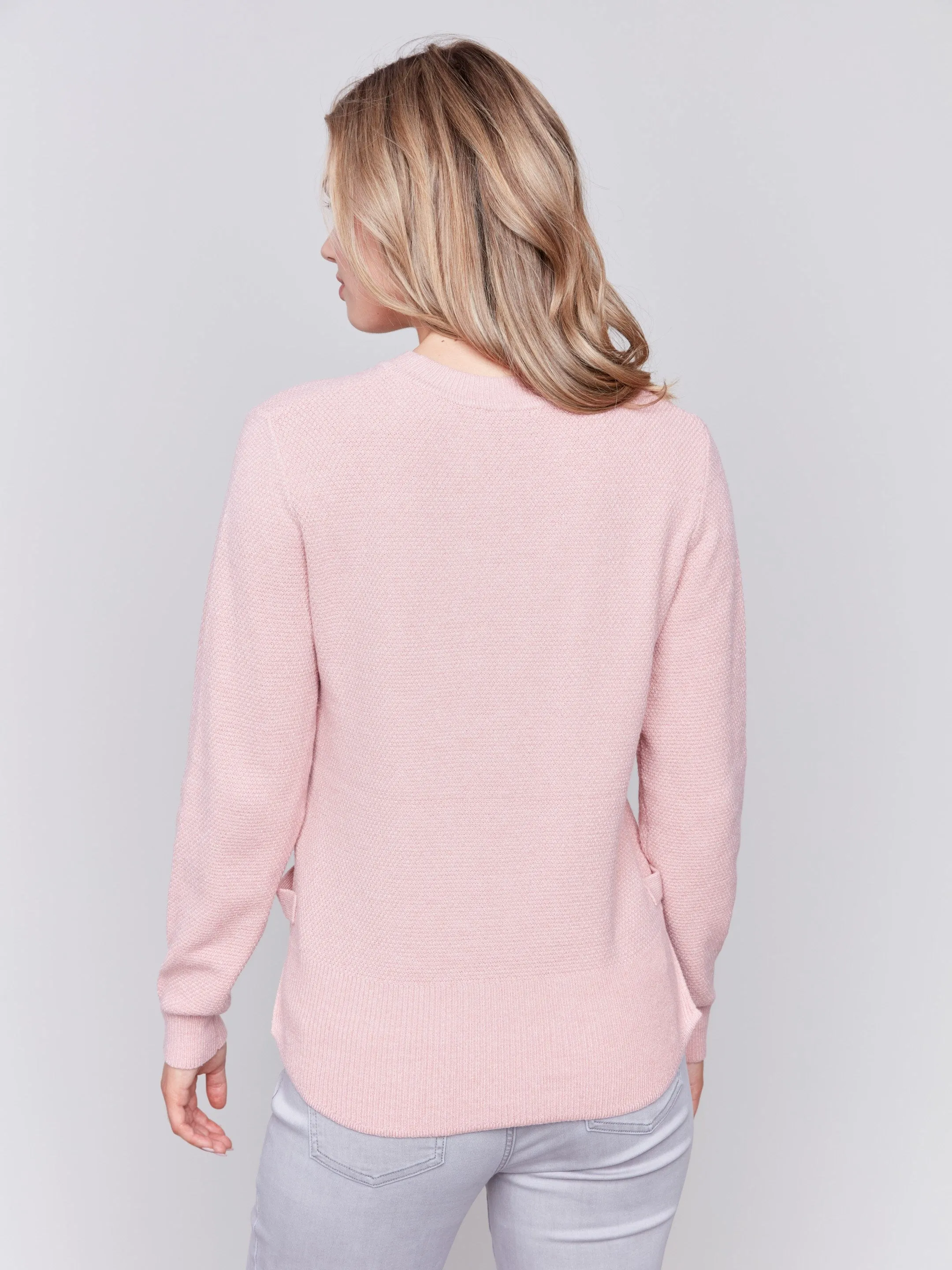 Sweater with Side Tab Detail - Woodrose