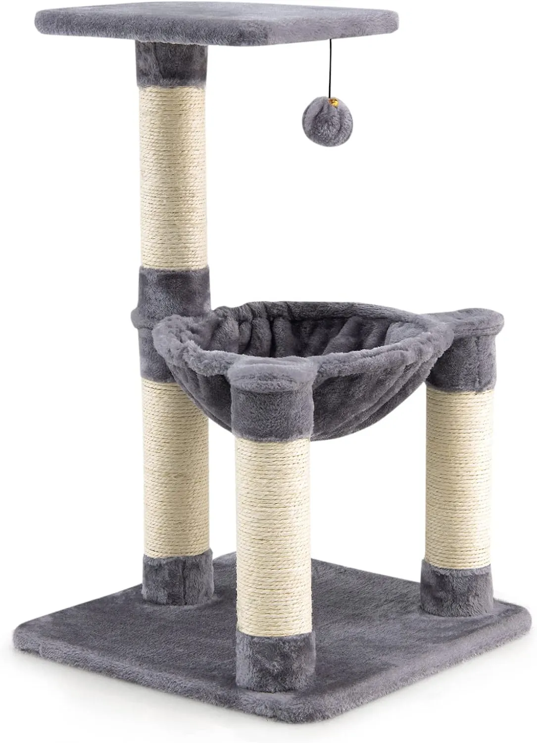 Tangkula Small Cat Tree for Indoor Cats, Cute Cat Activity Tree w/Top Perch, Cozy Hammock, Hanging Fur Ball