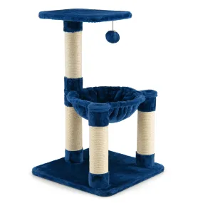 Tangkula Small Cat Tree for Indoor Cats, Cute Cat Activity Tree w/Top Perch, Cozy Hammock, Hanging Fur Ball