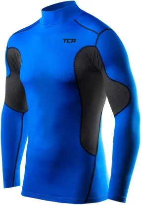 TCA SuperThermal Long Sleeve Mock Mens Compression Top - Blue