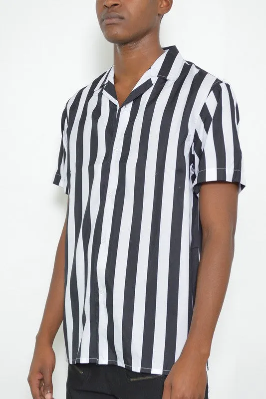 TEEK - MENS SHORT SLEEVE STRIPED BUTTON DOWN SHIRT