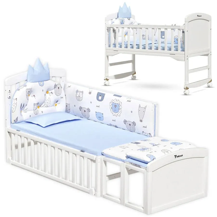 Teknum 7 in 1 Convertible Bedside Crib & Kids Bed with Mattress