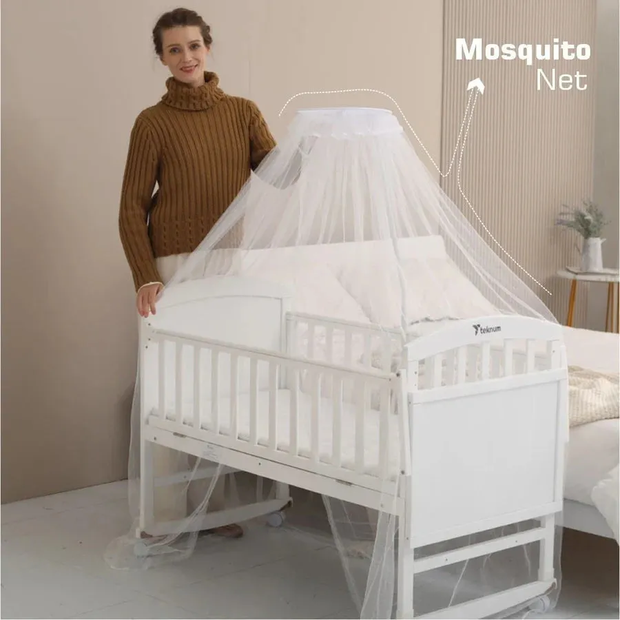 Teknum 7 in 1 Convertible Bedside Crib & Kids Bed with Mattress