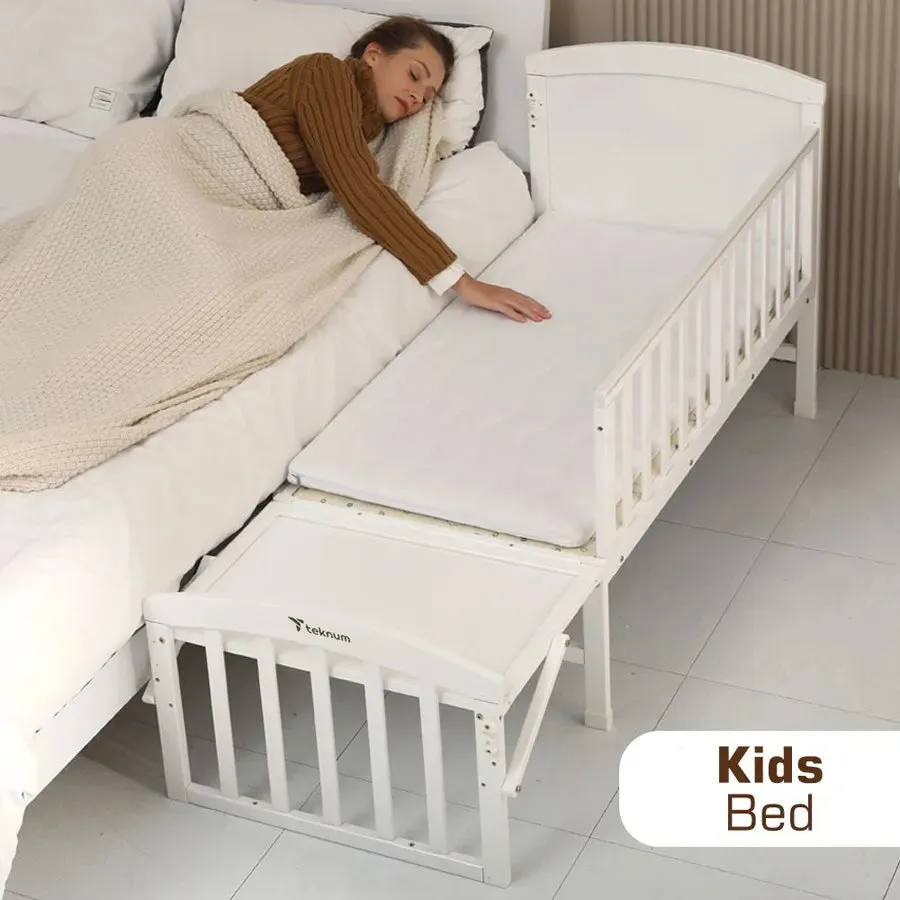 Teknum 7 in 1 Convertible Bedside Crib & Kids Bed with Mattress