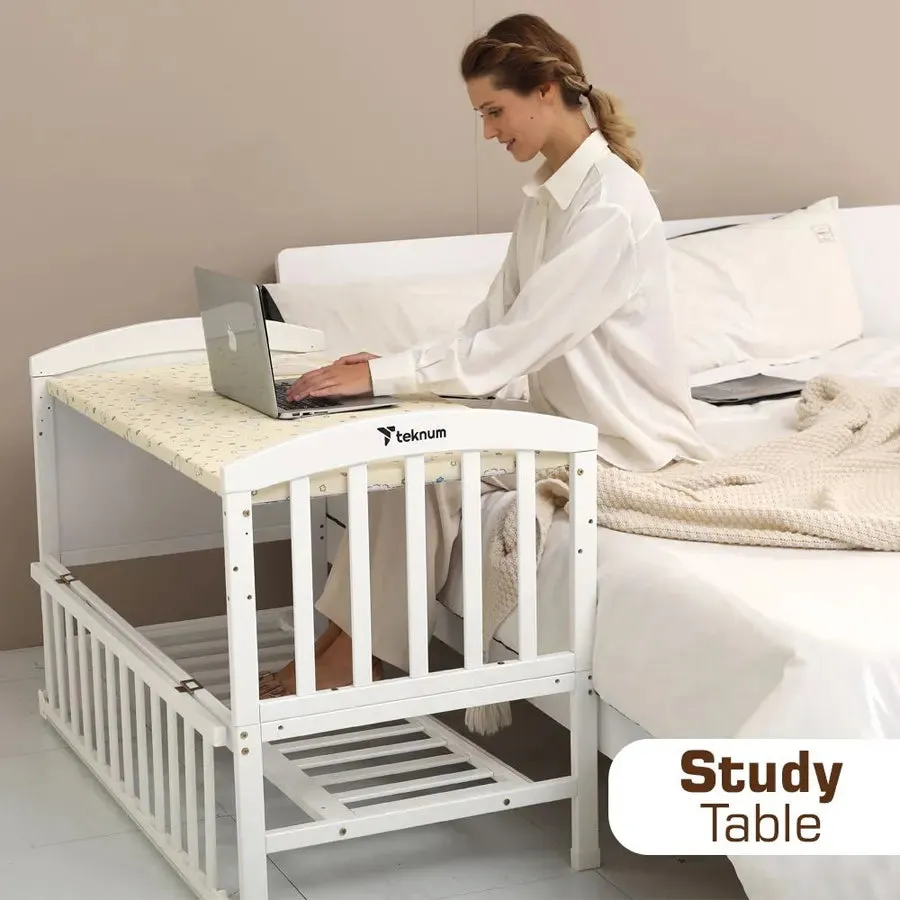 Teknum 7 in 1 Convertible Bedside Crib & Kids Bed with Mattress