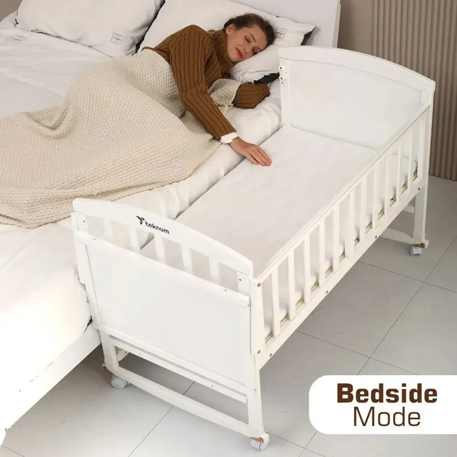 Teknum 7 in 1 Convertible Bedside Crib & Kids Bed with Mattress